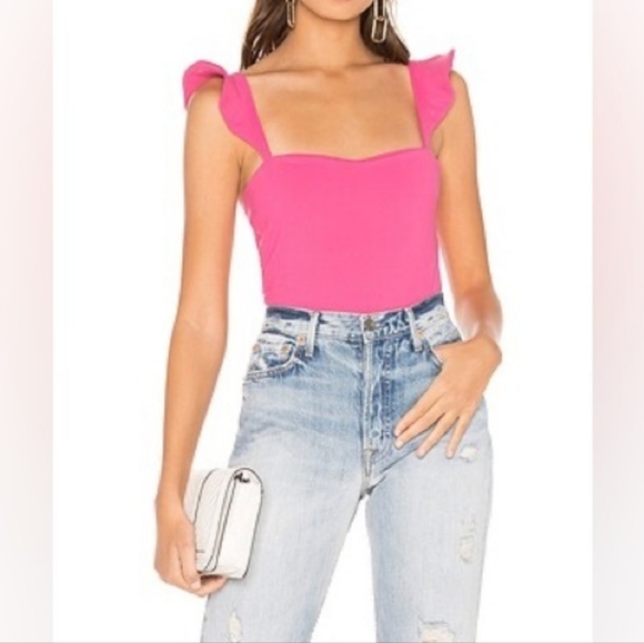 Susana Monaco Tops - Susana Monaco Fuchsia Ruffle Strap Tank